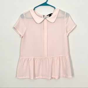forever 21 peplum peter pan collar blouse pink